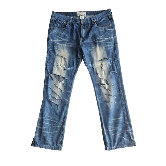 Ecko Unltd Jeans Men's Size 36x31 Med Wash Blue Distressed RN 93536 CA 07243 - Picture 1 of 16